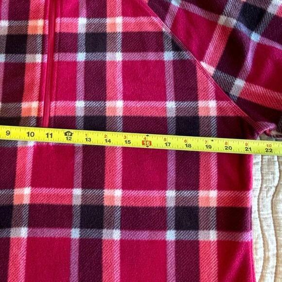 EDDIE BAUER Pink Checked Quarter Zip Fleece Women’s Large - Picture 6 of 7